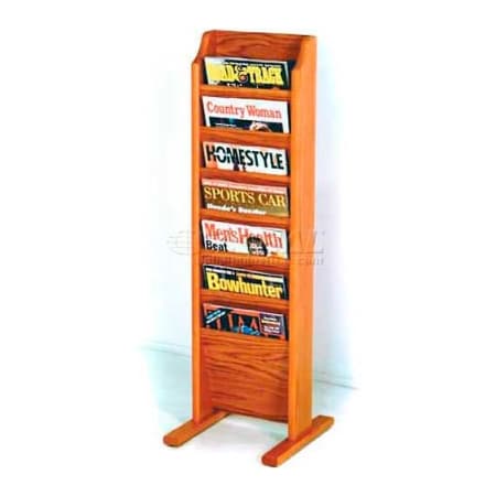 Wooden Mallet Wooden Mallet Cascade Free-Standing 7 Pocket Magazine Rack, Medium Oak MR7-FSMO